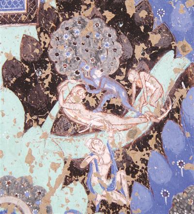 克孜尔石窟壁画《猕猴王舍身救群猴》。