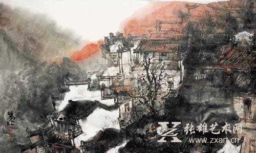 梁明 篁岭晒秋之一 70x46cm 梁明 篁岭晒秋之一 70x46cm