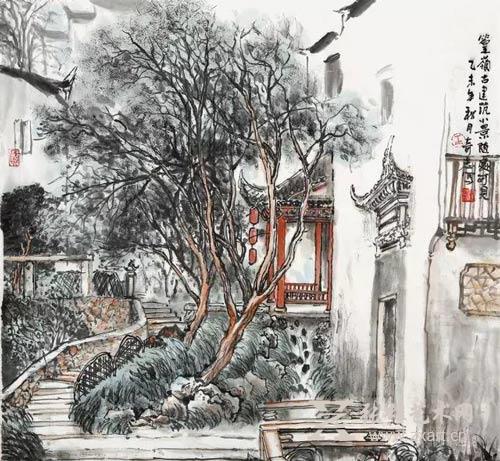 王奇志 篁岭古建筑小景随处可见 68x68cm 王奇志 篁岭古建筑小景随处可见 68x68cm