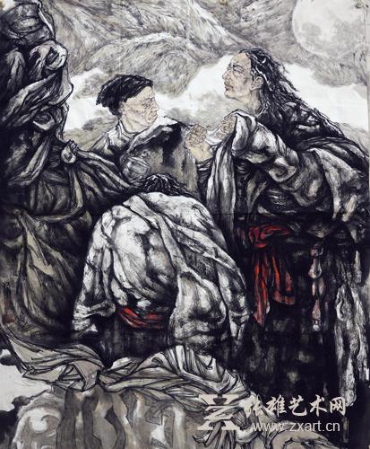 庄红伟人物画作品《雪域人家》198x150cm 庄红伟人物画作品《雪域人家》198x150cm