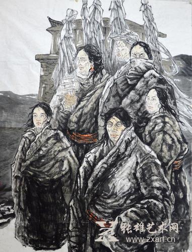 庄红伟人物画作品《高原风》198x160cm 庄红伟人物画作品《高原风》198x160cm