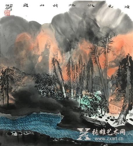 李肇瑜 《波光潋滟秋山寂》   45x48cm