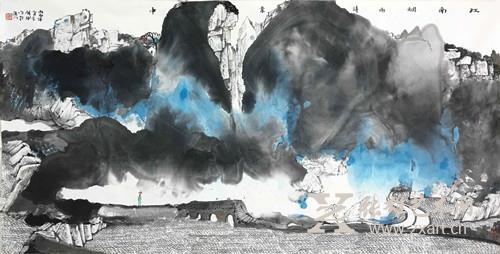 李肇瑜 《江南烟雨诗意中》 138x69cm