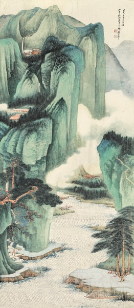 1281张大千 《秋水春云》设色纸本 镜框 一九四八年作 估价 30,000,000 — 50,000,000港币