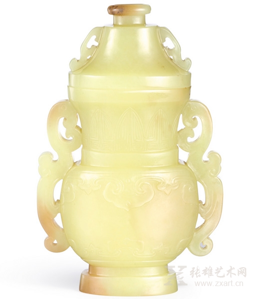 24 清乾隆 黄玉仿古螭龙耳盖瓶估价1,000,000 — 1,500,000港币 24 清乾隆 黄玉仿古螭龙耳盖瓶估价1,000,000 — 1,500,000港币